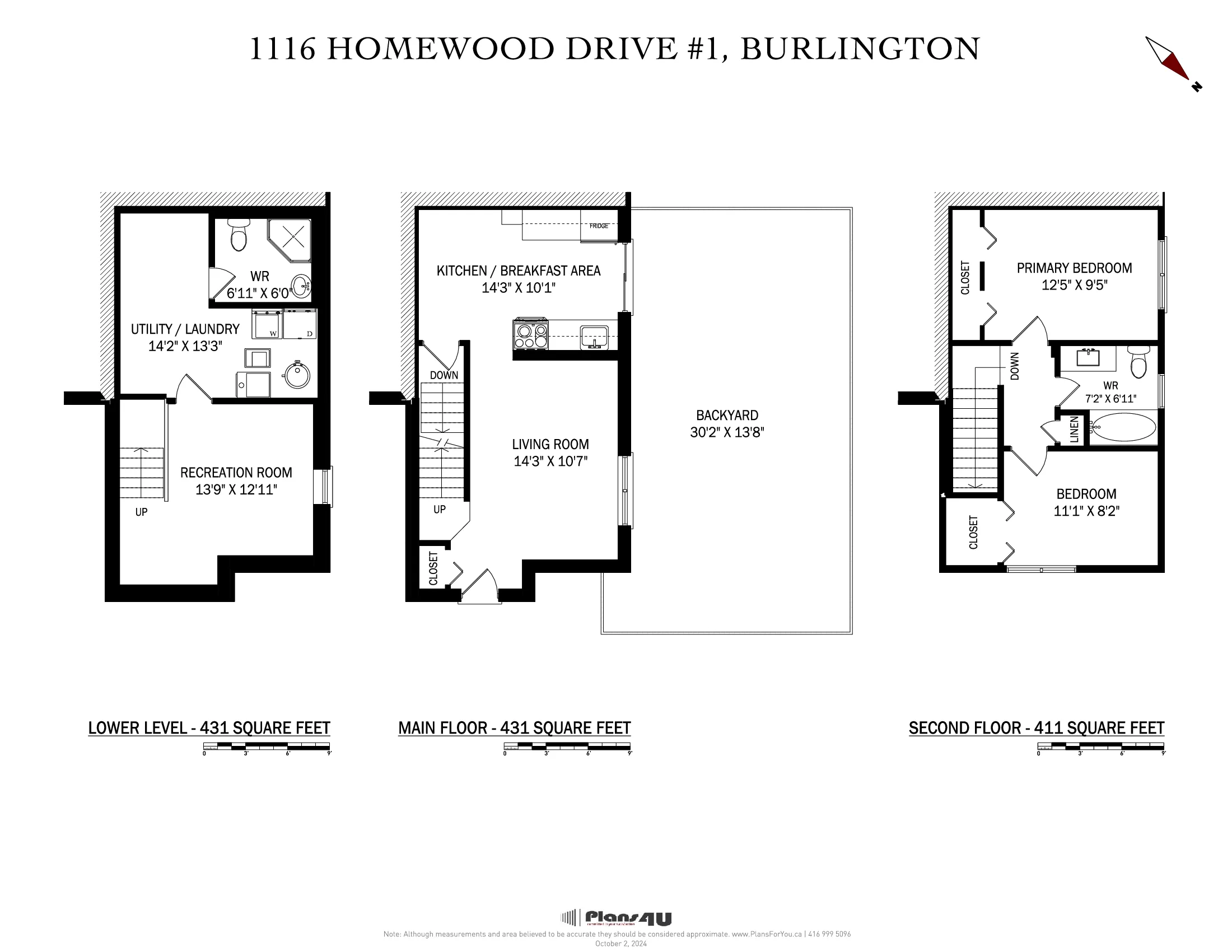 Floor plan of #1-1116 Homewood Drive, Burlington
