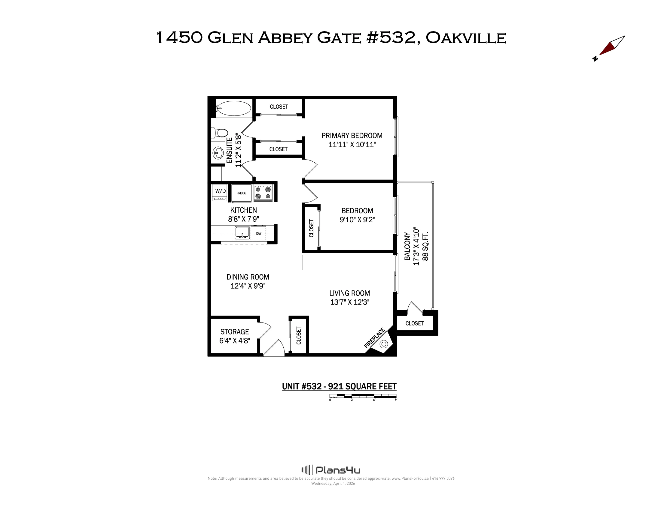 Floor plan of #532-1450 Glen Abbey Gate, Oakville