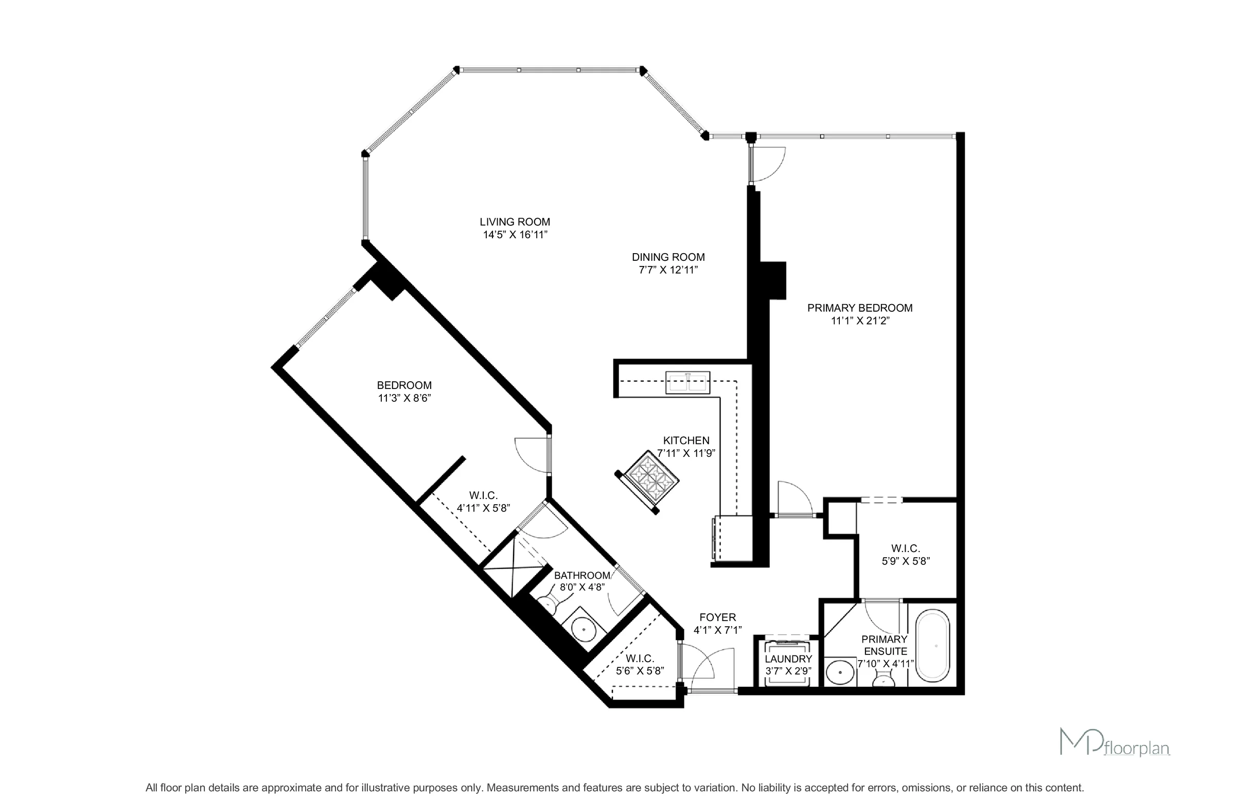 Floor plan of #1605-250 Webb Drive, Mississauga